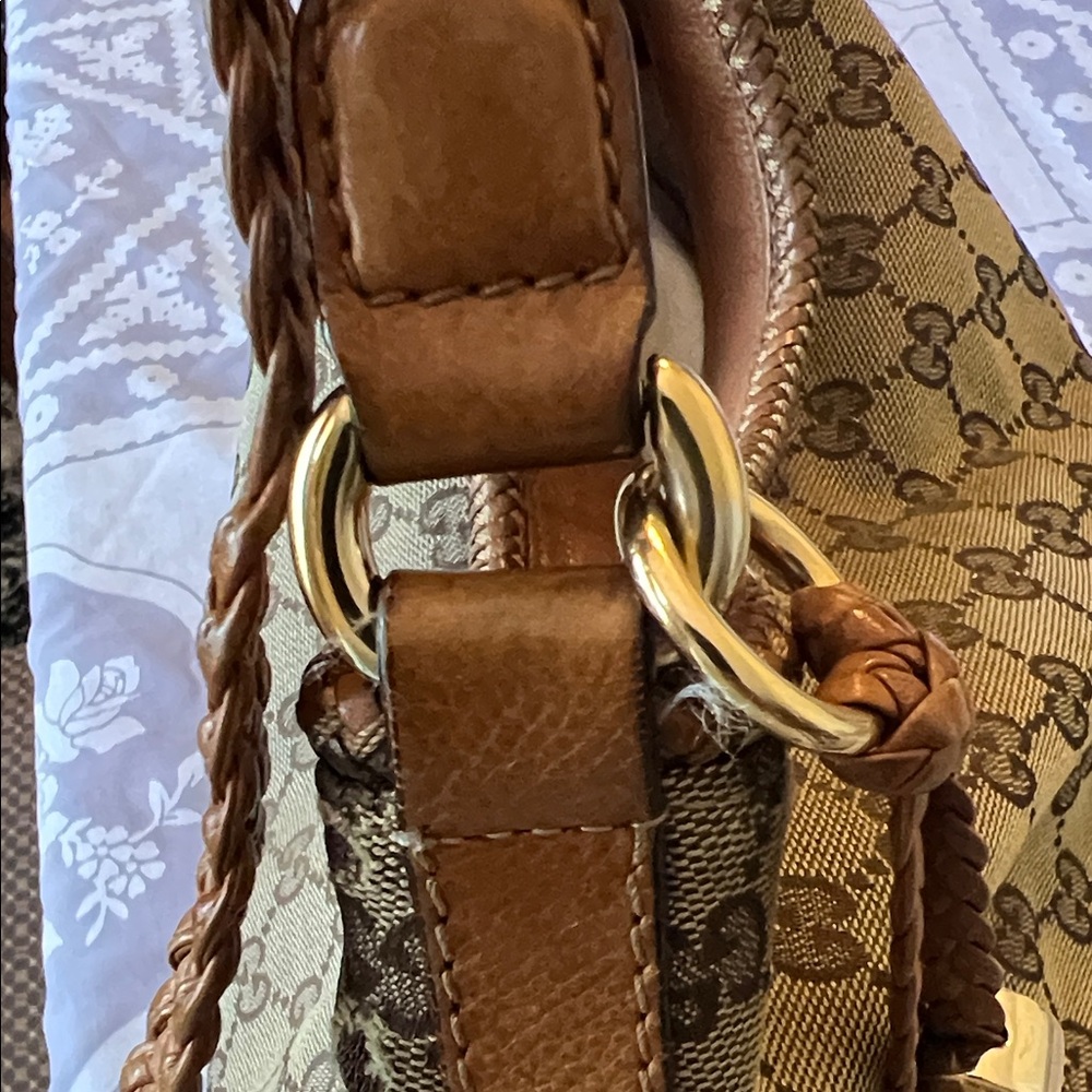 Gucci Beige Brown Monogram Hobo Bag - Picture 10 of 16